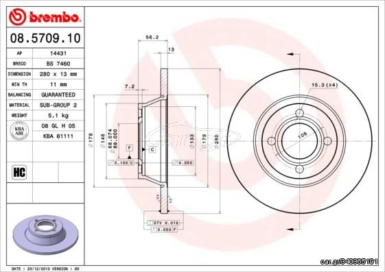 ΔΙΣΚ. AUDI 80 92-96 (280*13) BRECO BS 7460