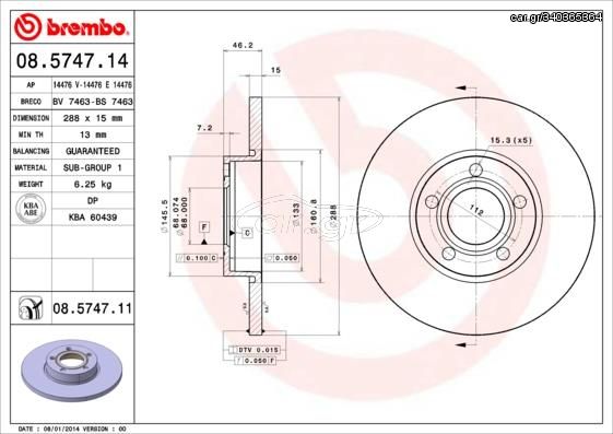 ΔΙΣΚ. AUDI 100,A4,A6 (288*15) BRECO BS 7463