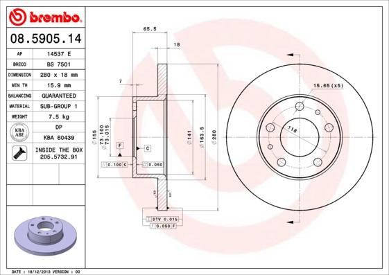 ΔΙΣΚ. JUMPER-DUCATO (280*18) BRECO BS 7501