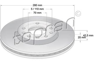 TOP RAN ΔΙΣΚ/ΚΑ ΕΜ.OPEL 0569066 TOPRAN 205524