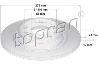 TOP RAN ΔΙΣΚ/ΚΑ ΕΜ.OPEL 0569115 TOPRAN 206506