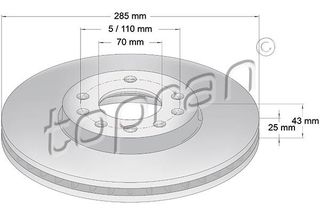 TOP RAN ΔΙΣΚ/ΚΑ ΕΜ.OPEL 0569003 TOPRAN 206511