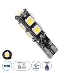 GloboStar® 81096 λάμπα αυτοκίνητου LED T10 W5W 2rd Generation Can-Bus Series 9xSMD5050 4.14W 540lm 360° DC 12-16V IP20 Ψυχρό Λευκό 6000K