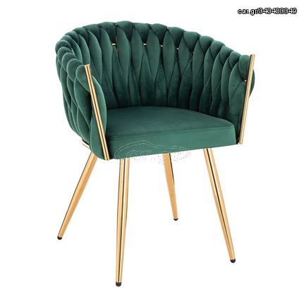 Nordic Style Luxury Beauty Chair Velvet Green Gold-5400370