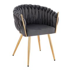 Nordic Style Luxury Beauty Chair Velvet Dark Gray Gold-5400372