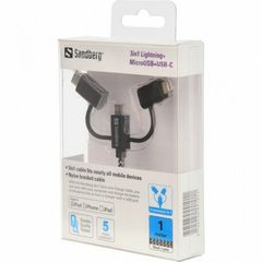 Sandberg 3in1 LightningMicroUSBUSB-C 1m (441-01)