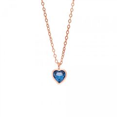 Μενταγιόν Senza Silver 925 Rose Gold Plated καρδιά με γαλάζιο ζιργκόν - SSR2475-4RG SSR2475-4RG