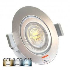 LED Φωτιστικό Οροφής Xωνευτό Στρογγυλό Osram Chip SMD 7W CCT Gray Chrome 100lm/W - 09-016-007