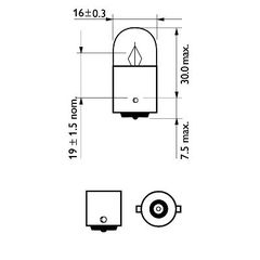 ΛΑΜΠΕΣ ΦΟΥΝΤΟΥΚ. MONOΠ.12V 5W PHILIPS (20X13) - 12821CP