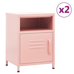 Κομοδίνα 2 τεμ. Ροζ 35 x 35 x 51 εκ. Ατσάλινα 3095218
