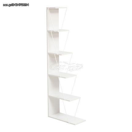 225-000028 Βιβλιοθήκη mini Tars pakoworld  γκρι/λευκό 50x22x150εκ E1 MELAMINE PB BOARD M16. METAL DARK GREY - BLACK, 1 Τεμάχιο