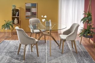 60-20358 ASHMORE table, color: top - transparent, legs - natural DIOMMI V-CH-ASHMORE-ST, 1 Τεμάχιο