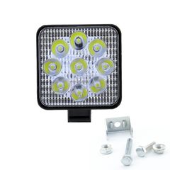 Προβολέας Τετράγωνος LED 6000K 2200LM 8.5cm με 9 LED 12/24V 27w  Μαύρο 10494