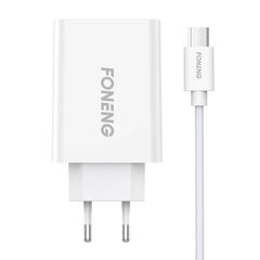 Φορτιστής Πρίζας Foneng USB EU43 + Καλώδιο USB to Micro White