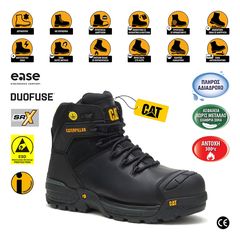 Παπούτσια Μποτάκια Ασφαλείας - Εργασίας Αδιάβροχα Μαύρα Caterpillar Excavator S3-HRO-WR-SRA