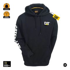 Φούτερ Εργασίας με Κουκούλα Μαύρο Caterpillar Trademark Banner