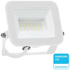 V-TAC Προβολέας LED SMD 30W 2505lm 115° IP65 Samsung Chip PRO-SERIES Άσπρο Σώμα Άσπρο Γυαλί Ψυχρό Λευκό 10025