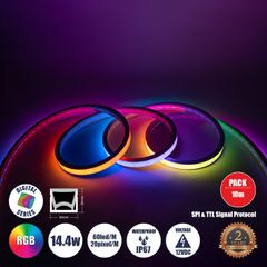 GLOBOSTAR® NEONIO 90754 Ψηφιακή Pixel Addressable Ταινία Neon Flex LED 14.4W/m 864lm/m 90° DC 12V Αδιάβροχο IP67 60 x SMD5050 Chip/m 20 x Pixel/m Πολύχρωμο RGB Dimmable SPI/TTL Protocol IC SM16703P/WS