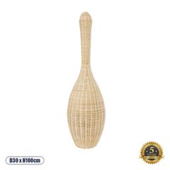 GloboStar® PARADIS 01843 Boho Επιδαπέδιο Φωτιστικό Μονόφωτο 1 x E27 IP20 Μπεζ Ξύλο - Μ30 x Π30 x Υ100cm