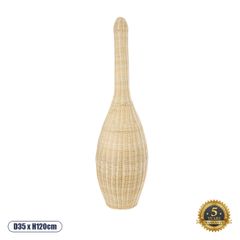 GloboStar® PARADIS 01844 Boho Επιδαπέδιο Φωτιστικό Μονόφωτο 1 x E27 IP20 Μπεζ Ξύλο - Μ35 x Π35 x Υ120cm