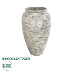 GloboStar® Artificial Garden IRISH 20721 Επιδαπέδιο Πολυεστερικό Τσιμεντένιο Κασπώ Γλάστρα - Flower Pot Λευκό με Μπεζ Φ55 x Υ90cm