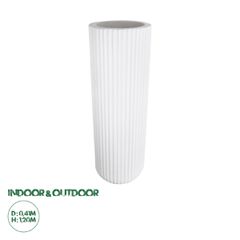 GloboStar® Artificial Garden MARSALA 20735 Επιδαπέδιο Πολυεστερικό Τσιμεντένιο Κασπώ Γλάστρα - Flower Pot Λευκό Φ41 x Υ120cm