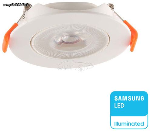 V-TAC Σπoτ Οροφής Χωνευτό LED 7W 230V 660lm 60° IP20 Πλαστικό Στρογγυλό Samsung Chip Φυσικό Λευκό 23183