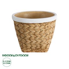 GloboStar® Artificial Garden NOTTING 20803 Διακοσμητικό Πολυεστερικό Τσιμεντένιο Κασπώ Γλάστρα - Flower Pot Μπεζ με Λευκό Φ20 x Υ16cm