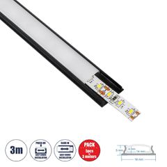 GloboStar® CURVED-PROFILE 70804-3M Προφίλ Αλουμινίου - Βάση & Ψύκτρα Ταινίας LED με Λευκό Γαλακτερό Κάλυμμα - Επιφανειακή Χρήση - Εύκαμπτο με Δυνατότητα Κυρτής Τοποθέτησης - Πατητό Κάλυμμα - Μαύρο - 3
