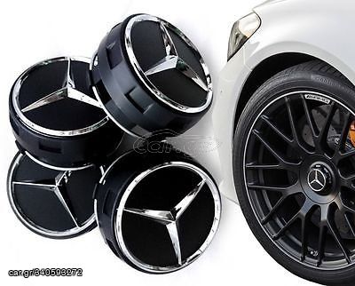 Mercedes Benz Καπάκια για ζάντες Τάπες κέντρου ζάντας 75mm 4τμχ Μαύρο