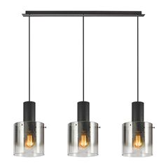Φωτιστικό Τρίφωτη Ράγα L90xH150cm 3xE27 Μαύρο Μέταλλο-Χρώμιο Γυαλί Ντεγκρατέ Sun Light GEA-3S