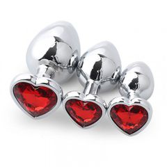LARGE Heart Base Metal butt plug Red 9 cm-thumb-3