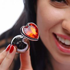 SMALL Heart Base Metal butt plug Red 7 cm-thumb-8