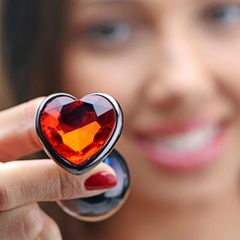 SMALL Heart Base Metal butt plug Red 7 cm-thumb-4