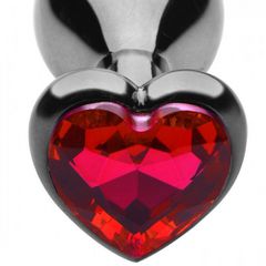 SMALL Heart Base Metal butt plug Red 7 cm-thumb-3