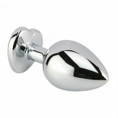 LARGE Heart Base Metal butt plug Crystal CLEAR 9 cm-thumb-1
