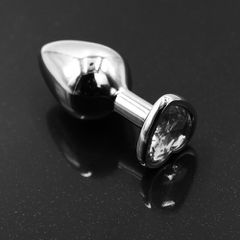 LARGE Heart Base Metal butt plug Crystal CLEAR 9 cm-thumb-3