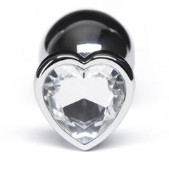 LARGE Heart Base Metal butt plug Crystal CLEAR 9 cm-thumb-5