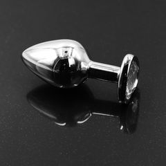 SMALL Heart Base Metal butt plug CLEAR 7 cm-thumb-2