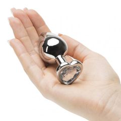 SMALL Heart Base Metal butt plug CLEAR 7 cm-thumb-6