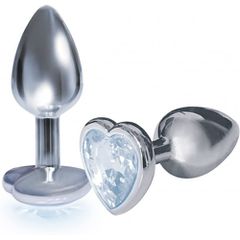 SMALL Heart Base Metal butt plug CLEAR 7 cm-thumb-4