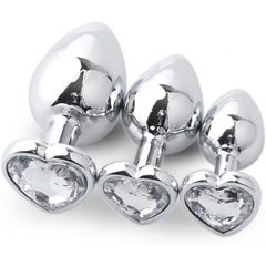 SMALL Heart Base Metal butt plug CLEAR 7 cm-thumb-5