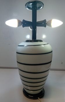 Big White Glass with Black Stripes Table Lamp