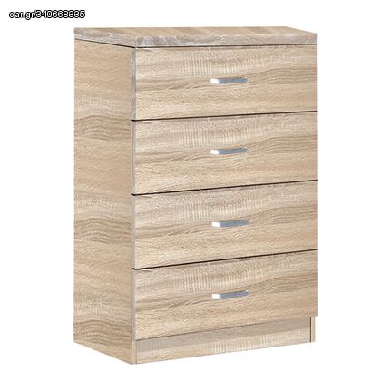 072-000078 Συρταριέρα Killian pakoworld  με 4 συρτάρια sonoma 80x40x80εκ PARTICLE BOARD WITH PAPER FINISH SONOMA, 1 Τεμάχιο