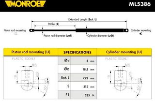 Monroe Αμορτ. αερίου, Καπό Κινητήρα - ML5386