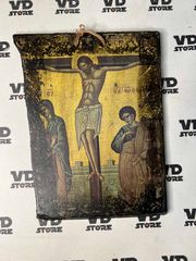 Χειροποίητη εκκλησιαστική εικόνα σε πέτρα "Σταύρωση" (σε εκτύπωση) 19x16  