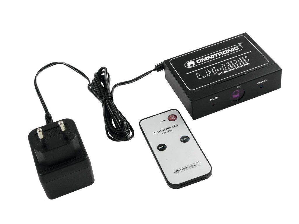 OMNITRONIC LH-125 IR Volume Controller with IR Remote Control Mute - OMNITRONIC