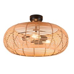 Φωτιστικό Οροφής Vintage Industrial Trio Lighting Inga 612200336 Φυσικό Rattan