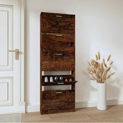 Παπουτσοθήκη Καπνιστή Δρυς 59x17x169 εκ. από Επεξεργασμένο Ξύλο 342515