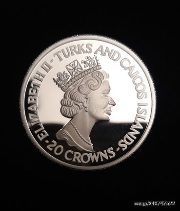 1993 - 20 Crowns - Elizabeth II 40th Anniversary Accession 1oz 999 Silver Proof **Extremely RARE**